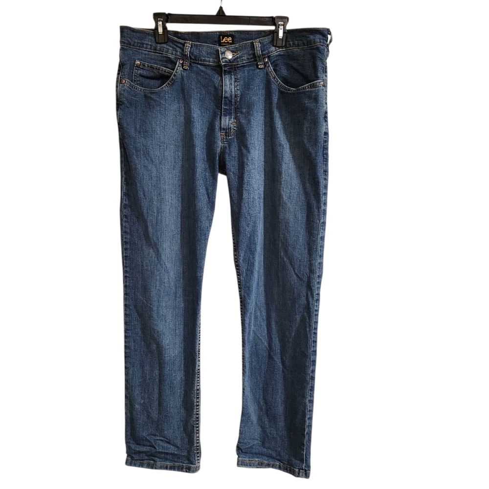 Lee Men's Regular Fit Straight Leg Jeans Size 36x30 Blue Denim Stretch